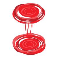 Red concentric circles forming abstract hourglass shape dripping down vector