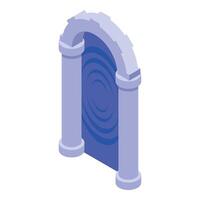 Magic portal with columns is opening sending vibrant blue waves of energy vector