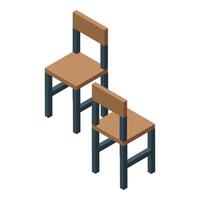 Two empty chairs standing in line isometric icon vector