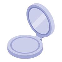 Round powder case open showing mirror isometric illustration vector