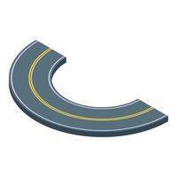 Half circle road turn leading nowhere isometric view vector