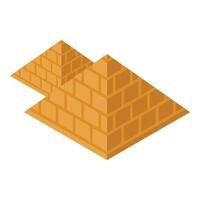 Two isometric pyramids standing in the desert vector
