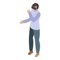 Software developer using virtual reality glasses creating metaverse vector