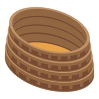 Large empty colosseum arena with wooden benches isometric icon vector