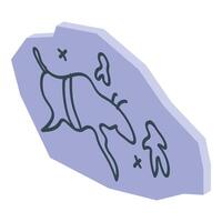 Stone with ancient drawings depicting hunting scene with animals vector