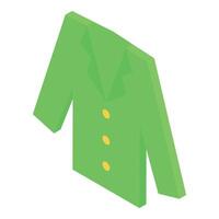 Green jacket folded presenting isometric style vector