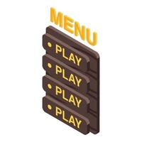Arcade game menu showing multiple play buttons vector