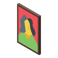 Modern art gallery with abstract portrait painting on the wall vector