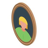 Oval picture frame is hanging on white background vector