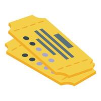Two yellow event tickets lying over each other isometrically vector