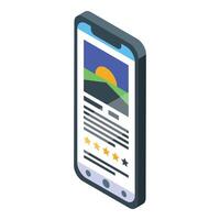 Smartphone showing customer review with five star rating vector