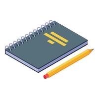 Spiral notebook lying near pencil representing planning or creative process vector