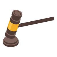 Wooden judge gavel making decision on white background vector