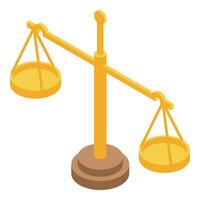 Golden scale balancing representing justice and fairness vector