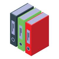 Three office binders standing up in a row storing important documents vector