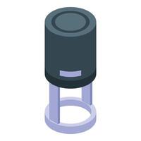 Smart speaker playing music on a stand with touch buttons vector