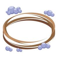 Brown oval frame surrounded by soap bubbles on white background vector
