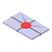 Mail envelope with red wax seal isometric icon vector