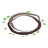 Brown circle frame surrounded by green leaves on white background vector