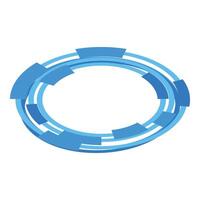 Blue circle showing rotating movement and perspective vector