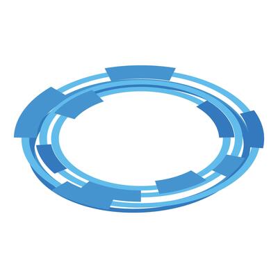 Blue circle showing rotating movement and perspective