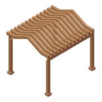 Wooden pergola providing shade with isometric design vector