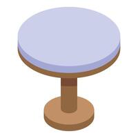 Round table with wooden legs standing on one leg isometric view vector