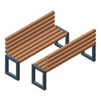 Two empty benches standing in the park on a sunny day vector