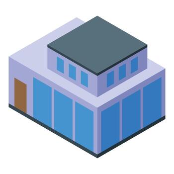 moderno oficina edificio con grande ventanas isométrica proyección vector