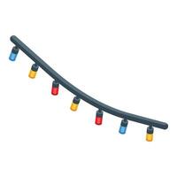 Christmas lights string is hanging and shining on white background vector