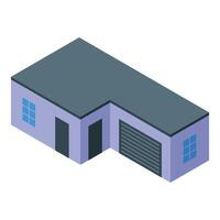 Modern garage building with closed roller door isometric projection vector