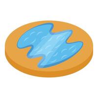 Isometric icon depicting water pool for desert oasis scene vector