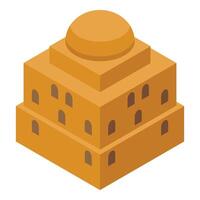 Isometric ancient building with dome and arched windows vector