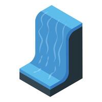 Blue waterfall cascading into pool isometric illustration vector