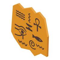 Ancient egyptian stone fragment with hieroglyphs depicting eye of horus vector