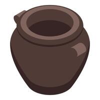 Empty clay pot standing on white background vector