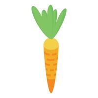 Simple isometric icon of a fresh carrot with green leaves growing upwards vector