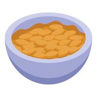 Bowl overflowing with tasty lentils on white background vector