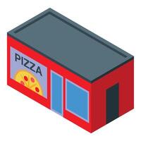 Pizzeria building facade with signboard isometric view vector