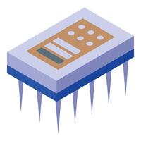 Microchip with contacts is connecting to motherboard vector