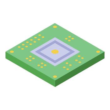 verde computadora chip isométrica ilustración representando informática poder vector
