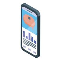 Smartphone showing brain icon and data charts representing artificial intelligence vector