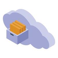 Cloud storage data folder transferring isometric icon vector