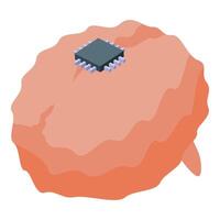 Human brain with microchip replacing part of it representing artificial intelligence vector