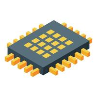 Computer processor chip isometric showing computing power vector