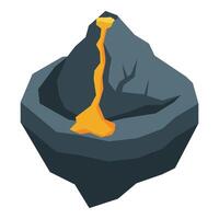 Grey volcano erupting molten lava creating crater on surface vector