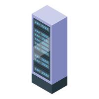 Server rack storing digital information in data center vector