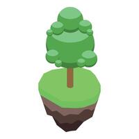 Stylized spherical tree growing on floating island vector