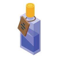 Blue perfume bottle with blank label displaying new fragrance vector
