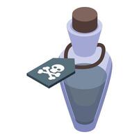 Glass flask containing poison with skull and crossbones label vector